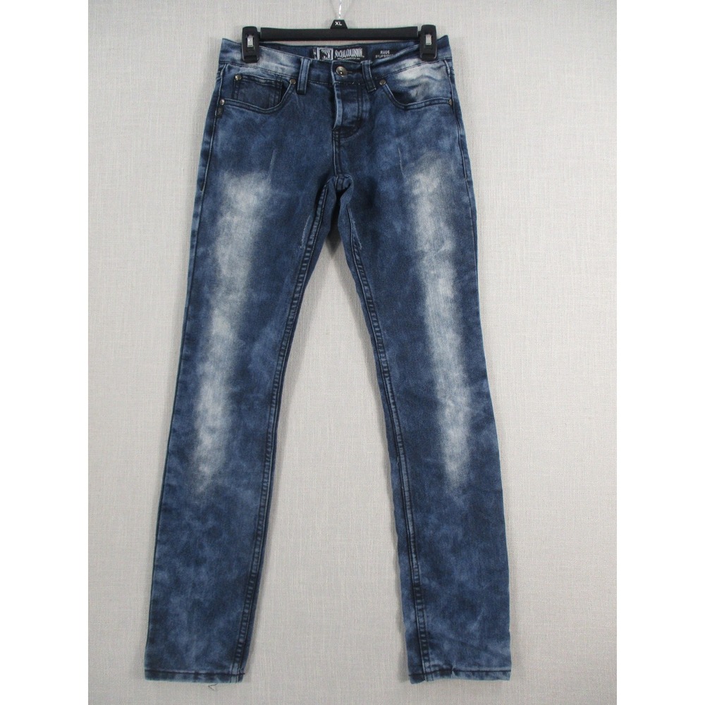 Social Collision Rude by Lip Service Blue Acid Wash Slim Jeans W28 L32 Womens